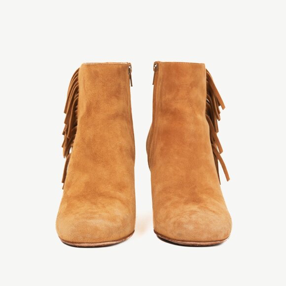 Saint Laurent Babies 70s Fringe Camel-Brown Suede Boots - Picture 2 of 11